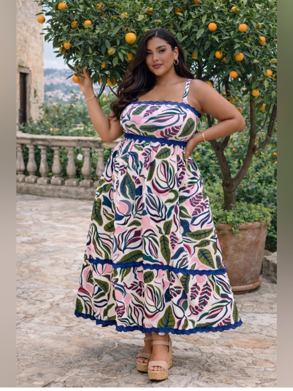 NWT Torrid Floral Maxi Sundress with Pink & Green Print size 2X 🌸BRB SL 3